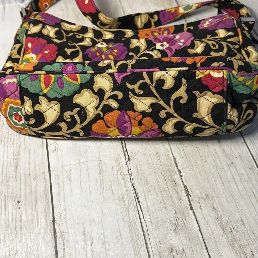 Vera Bradley Black Floral Shoulder Bag Handbag Purse‎